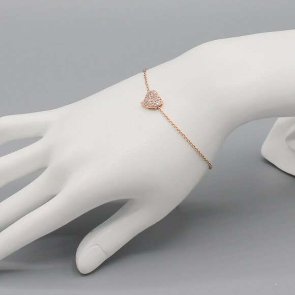 Love heart bracelet rose gold plated simple dainty - Picture 3 of 6